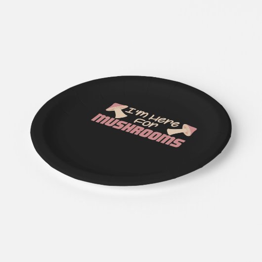 Ich bin hier für Pilze Pappteller (Schrägansicht)