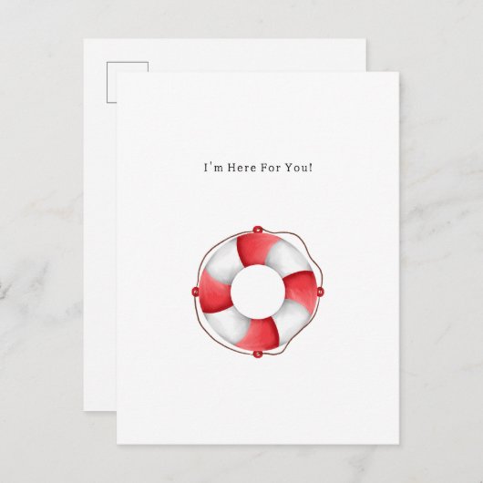 Ich bin hier für Sie zitieren Life Buoy Illustrati Postkarte (Vorne/Hinten)