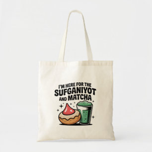 Ich bin hier für Sufganiyot und Matcha Hanukkah Ju Tragetasche