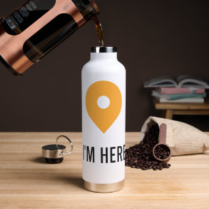  „Ich bin hier“ - Minimaler Standort-Pin-Aufkleber Trinkflasche