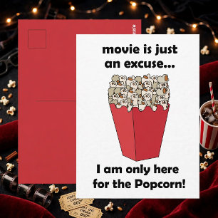 Ich bin hier nur wegen dem Popcorn Lustige Aussage Postkarte