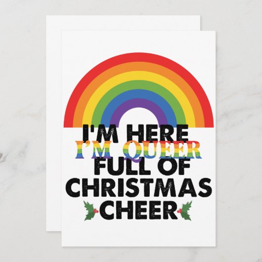 Ich bin hier Que und bin voll von Weihnachtsgesche Einladung (Vorne/Hinten)