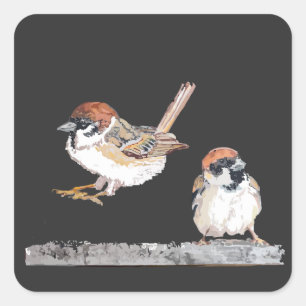 Ich bin hier raus Spaß Sperling Humor Süßer Vogel Quadratischer Aufkleber