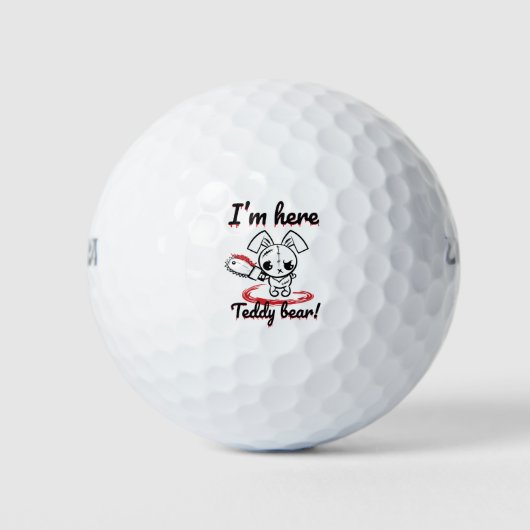 Ich bin hier Teddy Bear Grumpy Voodoo Bunny Golfball (Vorderseite)