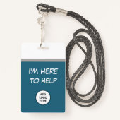 Ich bin hier, um dem Einzelhandel mit Logos zu hel Ausweis (Rückseite mit Schlüsselband)