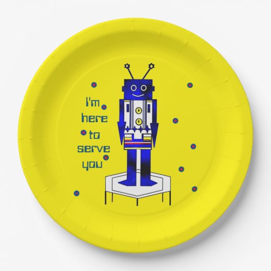 "Ich bin hier, um Ihnen zu dienen" Papierplatte Pappteller (Vorderseite)