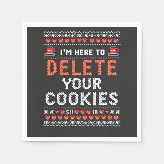 Ich bin hier, um Ihre Cookies zu löschen Ugly Xmas Serviette (Vorderseite)