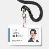 Ich bin hier um zu helfen - Freiwillige-ID Ausweis (Vorderseite mit Lanyard)