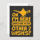 Ich bin hier Was sind Ihre anderen 2 Wünsche Magie Postkarte (Vorne/Hinten)
