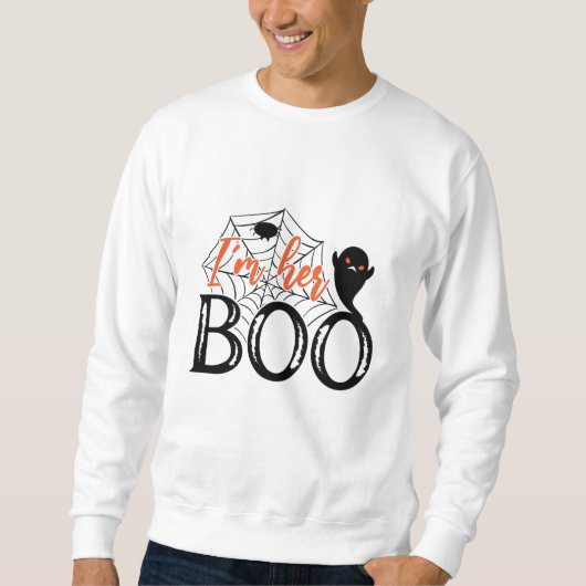 Ich bin ihr Boo Funny Cool Halloween-Geist Sweatshirt (Vorderseite)