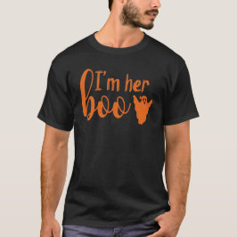 Ich bin ihr Boo | Orangefarbene Textpaare Hallowee T-Shirt