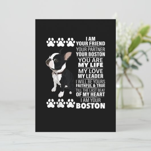 Ich bin Ihr Freund Ihr Partner Ihr Boston Terrier Ankündigung (Stehend Vorderseite)