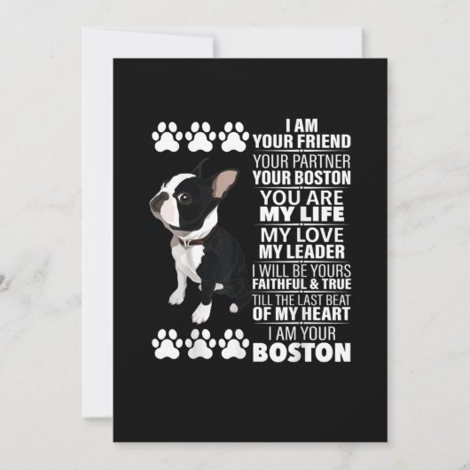 Ich bin Ihr Freund Ihr Partner Ihr Boston Terrier Ankündigung (Vorderseite)
