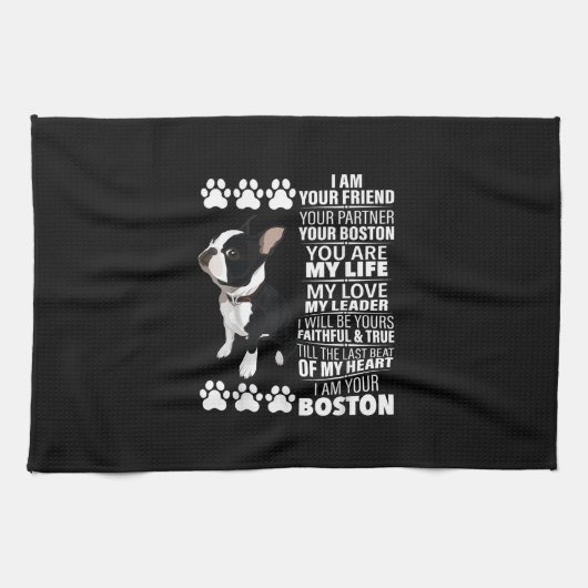 Ich bin Ihr Freund Ihr Partner Ihr Boston Terrier Geschirrtuch (Horizontal)