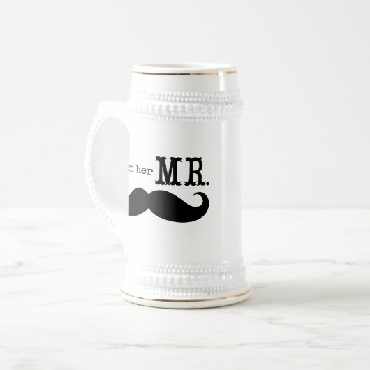 Ich bin ihr Herr Groom Retro Groovy Handlebar Must Bierglas (Vorderseite Links)