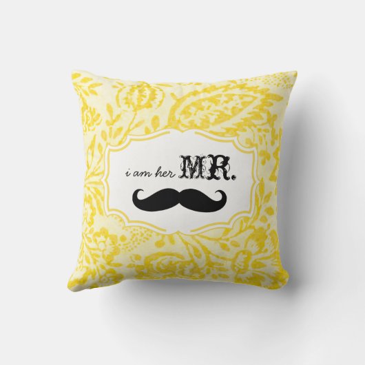 Ich bin ihr Herr Lemon Zest Mustache Pillow Kissen (Rückseite)