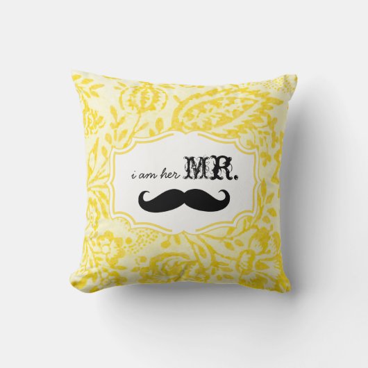 Ich bin ihr Herr Lemon Zest Mustache Pillow Kissen (Vorderseite)