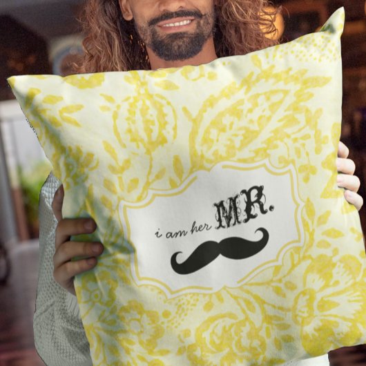 Ich bin ihr Herr Lemon Zest Mustache Pillow Kissen