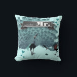 Ich bin ihr Herr Peacock Pillow Kissen<br><div class="desc">Aquamarines Aqua Vintag Modern Peacock Hochzeit Einladungen</div>