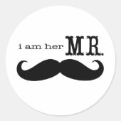 Ich bin ihr Mr. Mustache Groom Runder Aufkleber (Vorderseite)