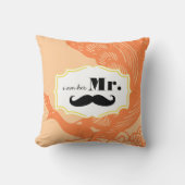 Ich bin ihr Mr. Mustache Peach Peacock Pillow Kissen (Vorderseite)