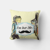 Ich bin ihr Mr. Mustard Yellow Mustache Floral Pil Kissen (Vorderseite)