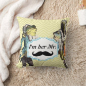 Ich bin ihr Mr. Mustard Yellow Mustache Floral Pil Kissen (Decke)