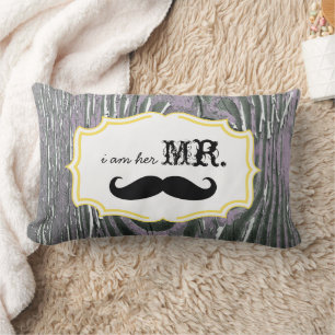 Ich bin ihr Mr. Old Wood Lavender Mustache Pillow Lendenkissen