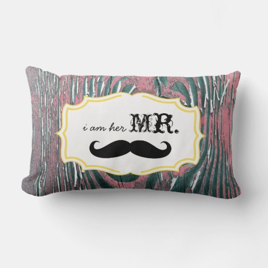 Ich bin ihr Mr. Old Wood Mauve Mustache Pillow Lendenkissen (Vorderseite)
