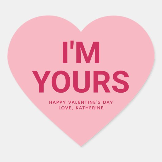 Ich bin Ihr niedlicher Valentinstag-Gespräch Herz-Aufkleber (Vorderseite)