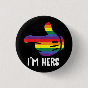 Ich bin ihr Rainbow Lesbian Couple Funny LGBT Prid Button