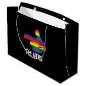Ich bin ihr Rainbow Lesbian Couple Funny LGBT Prid Große Geschenktüte (Rückseite Schrägansicht)