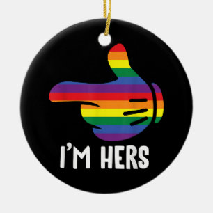 Ich bin ihr Rainbow Lesbian Couple Funny LGBT Prid Keramik Ornament