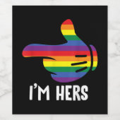 Ich bin ihr Rainbow Lesbian Couple Funny LGBT Prid Weinetikett (Einzelnes Label)
