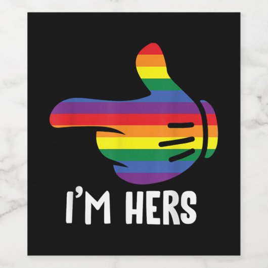 Ich bin ihr Rainbow Lesbian Couple Funny LGBT Prid Weinetikett (Einzelnes Label)