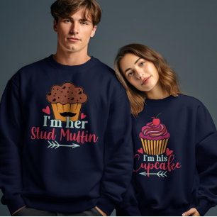 Ich bin ihr Stuck Muffin Valentinstag Couple Match Sweatshirt