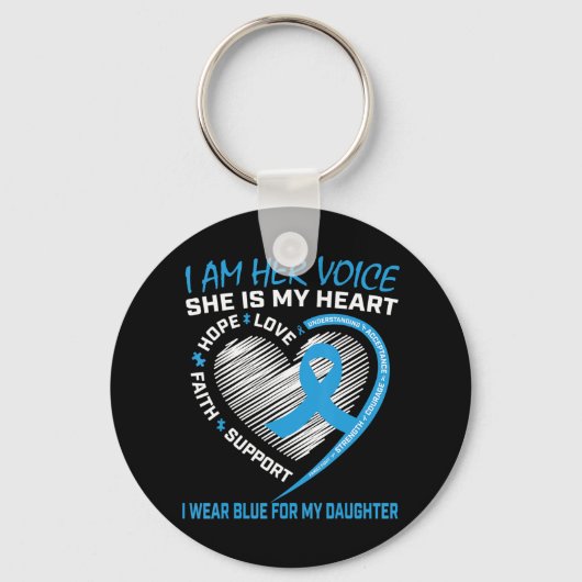 Ich bin ihre Stimme, sie ist mein Herz Autismus Be Schlüsselanhänger (Vorderseite)