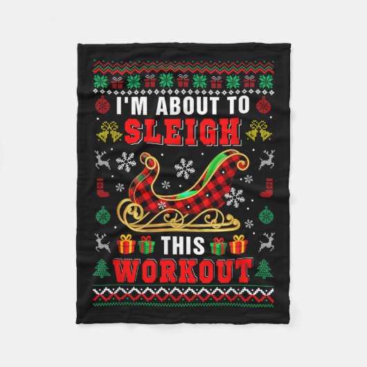Ich bin im Begriff, diese Workout Santa Sleigh Wei Fleecedecke (Vorderseite)