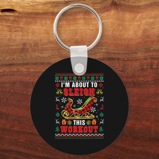 Ich bin im Begriff, diese Workout Santa Sleigh Wei Schlüsselanhänger (Vorderseite)