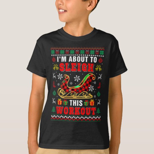 Ich bin im Begriff, diese Workout Santa Sleigh Wei T-Shirt (Vorderseite)