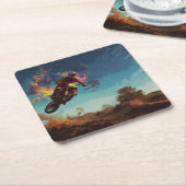 Ich bin im Feuer - Motocross-Fahrer Rechteckiger Pappuntersetzer (angewinkelt)