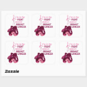 Ich bin im Kampf gegen Brustkrebs Quadratischer Aufkleber (Blatt)