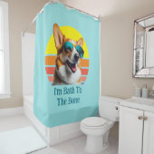 Ich bin im Knochenkorgi mit Sonnenbrille gewohnt Duschvorhang (Beispiel)