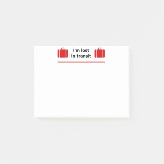 Ich bin im Transit Doppelkassettenhellfarbe verlor Post-it Klebezettel (Vorderseite)