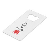 Ich bin im Transit Reisekoffer mit heller Farbe ve Geldbeutel Flaschenöffner (Rückseite Schrägansicht)