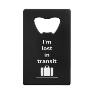 Ich bin im Transit Travel Suitcase dunkler Monoton Geldbeutel Flaschenöffner