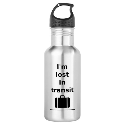 Ich bin im Transit Travel Suitcase Light-Monoton v Edelstahlflasche (Vorderseite)