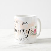 Ich bin immer bei dir, die Aquarellfarben-Rose Kaffeetasse (VorderseiteRechts)