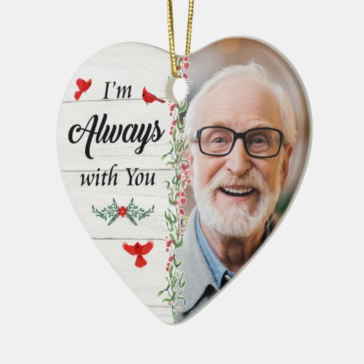 Ich bin immer bei dir Herz Keramik Ornament Foto (Links)