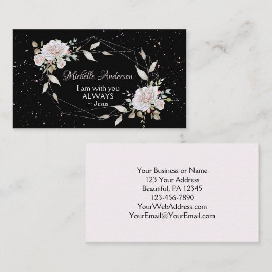 Ich bin immer bei dir ~Jesus Words Geometric Flora Visitenkarte (Vorne/Hinten)
